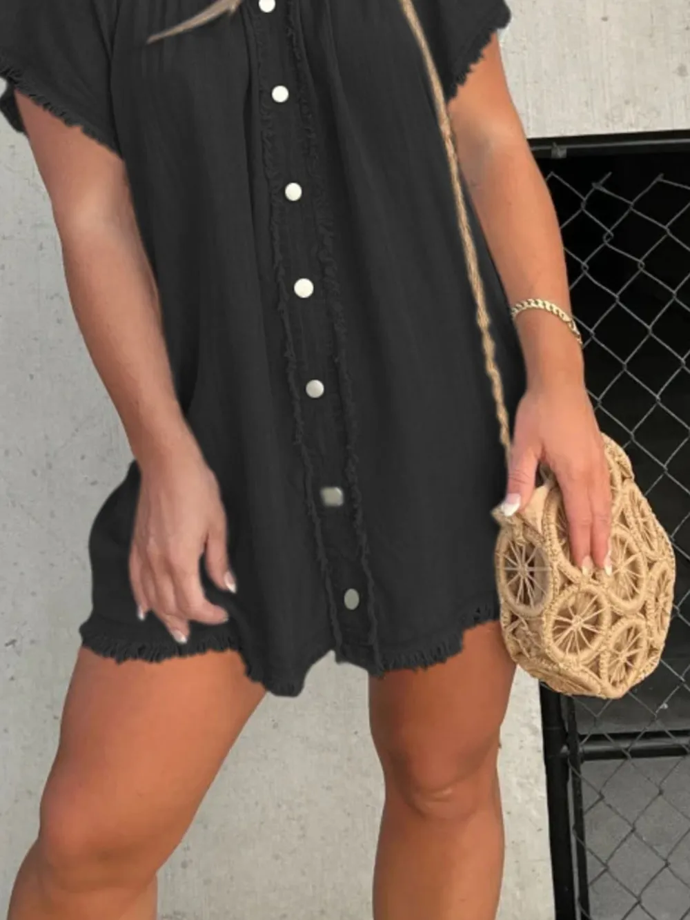 Full Size Raw Hem Mini Denim Dress Plus Size, image 3