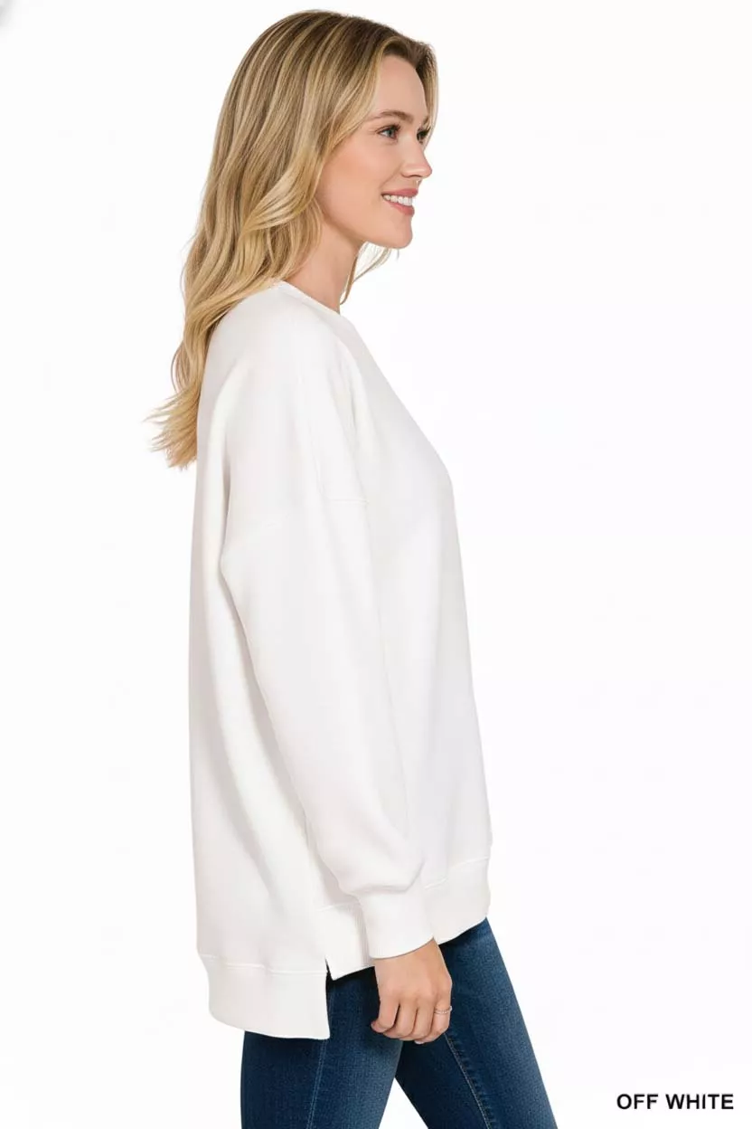 Fleece Hi-low Boyfriend Sweatshirts with Pockets, image 4