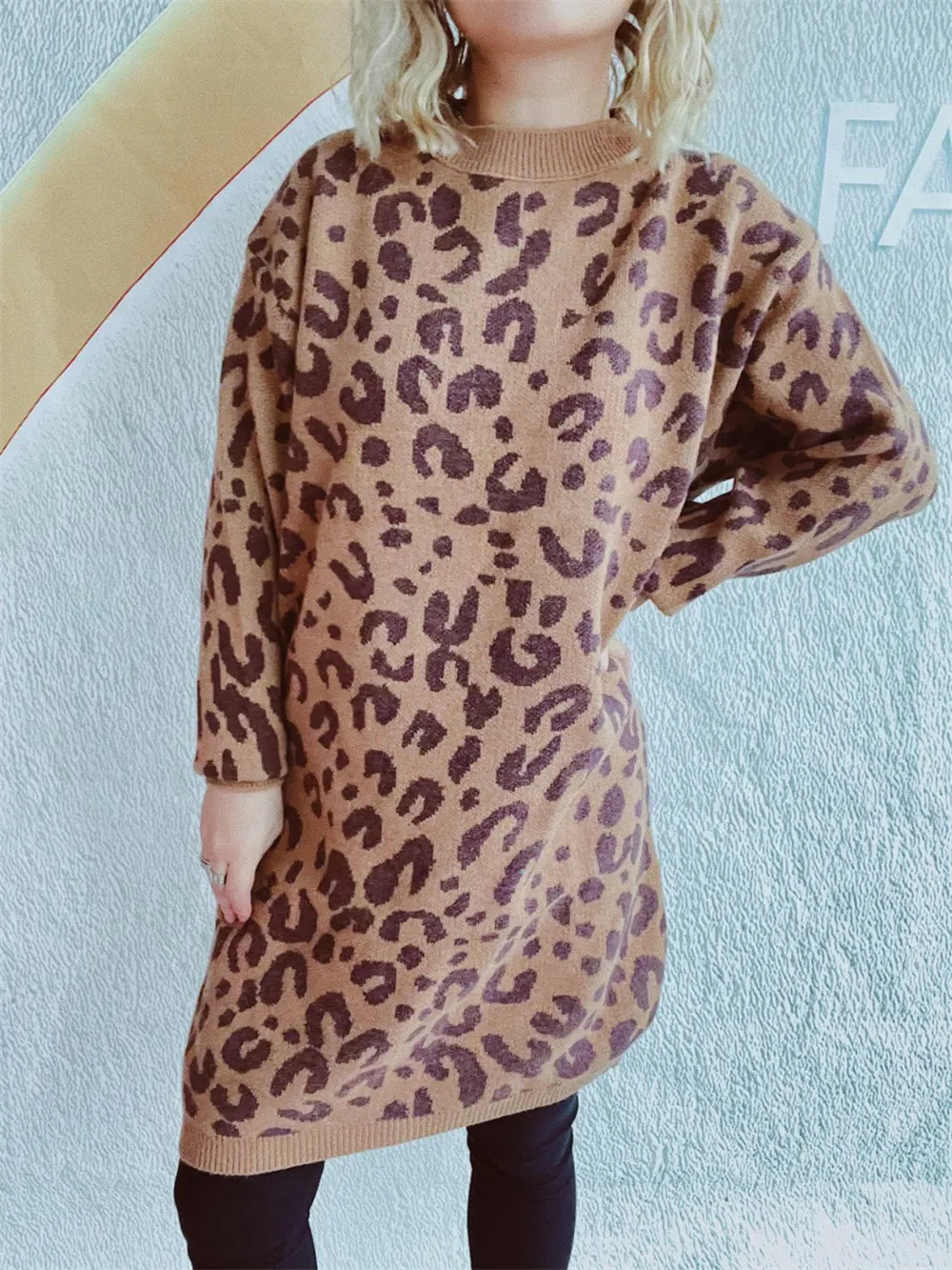 Leopard Round Neck Long Sleeve Sweater, image 15