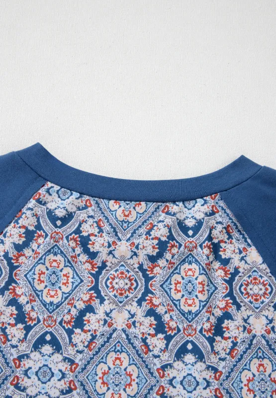 Lace Detail Geometric Round Neck Long Sleeve Top, image 7