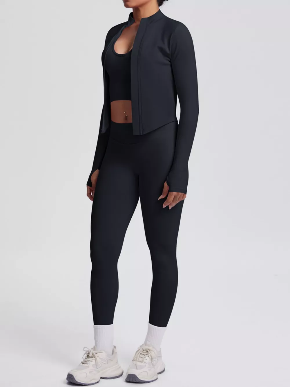 Tank & Zip-Up Jacket and Leggings Three-Piece Active Set, image 7