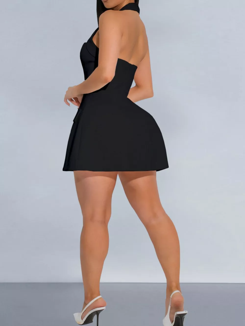 Halter Neck Mini Dress with Flap Pocket Detail, image 8