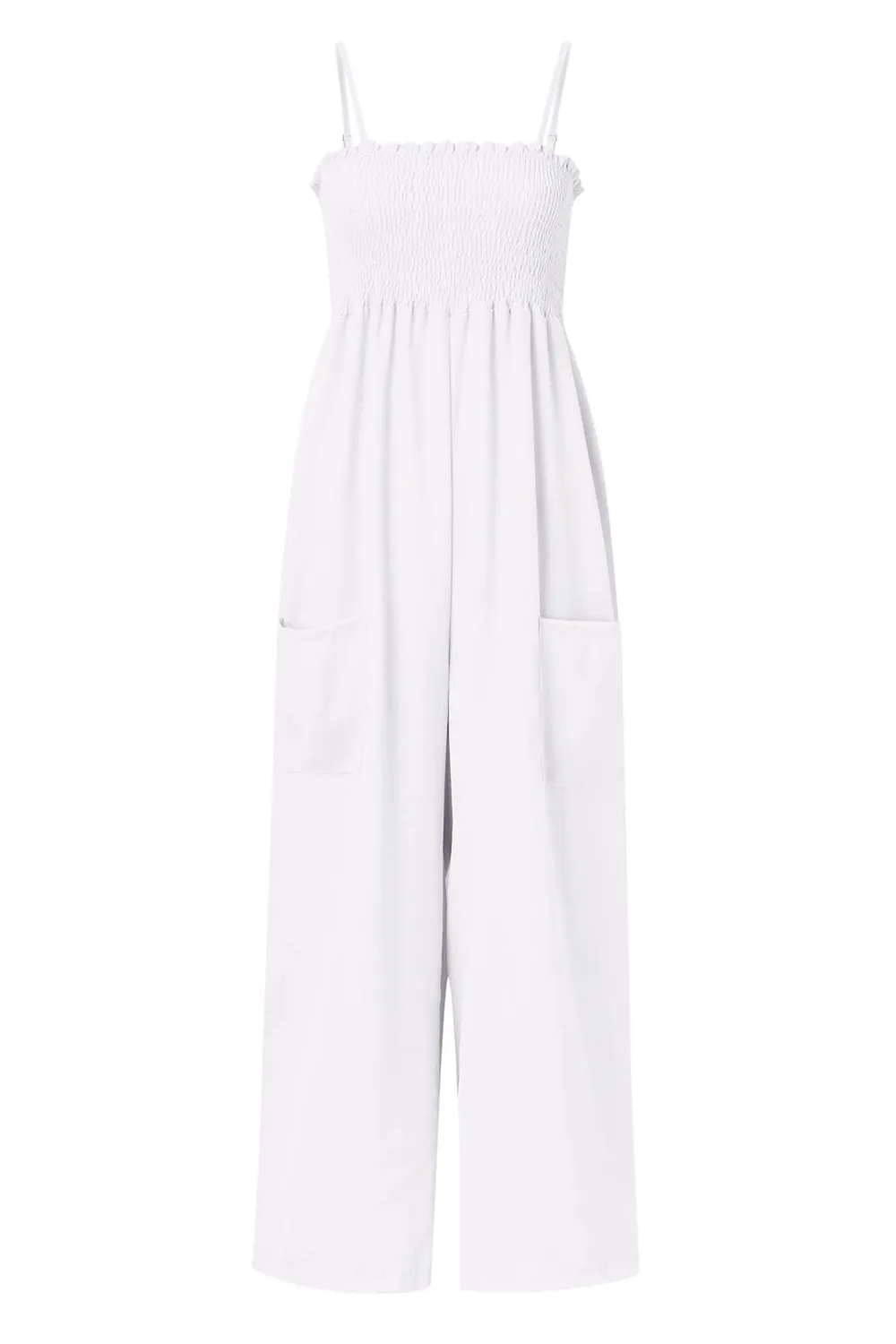 Smocked Spaghetti Strap Wide Leg Jumpsuit, image 6