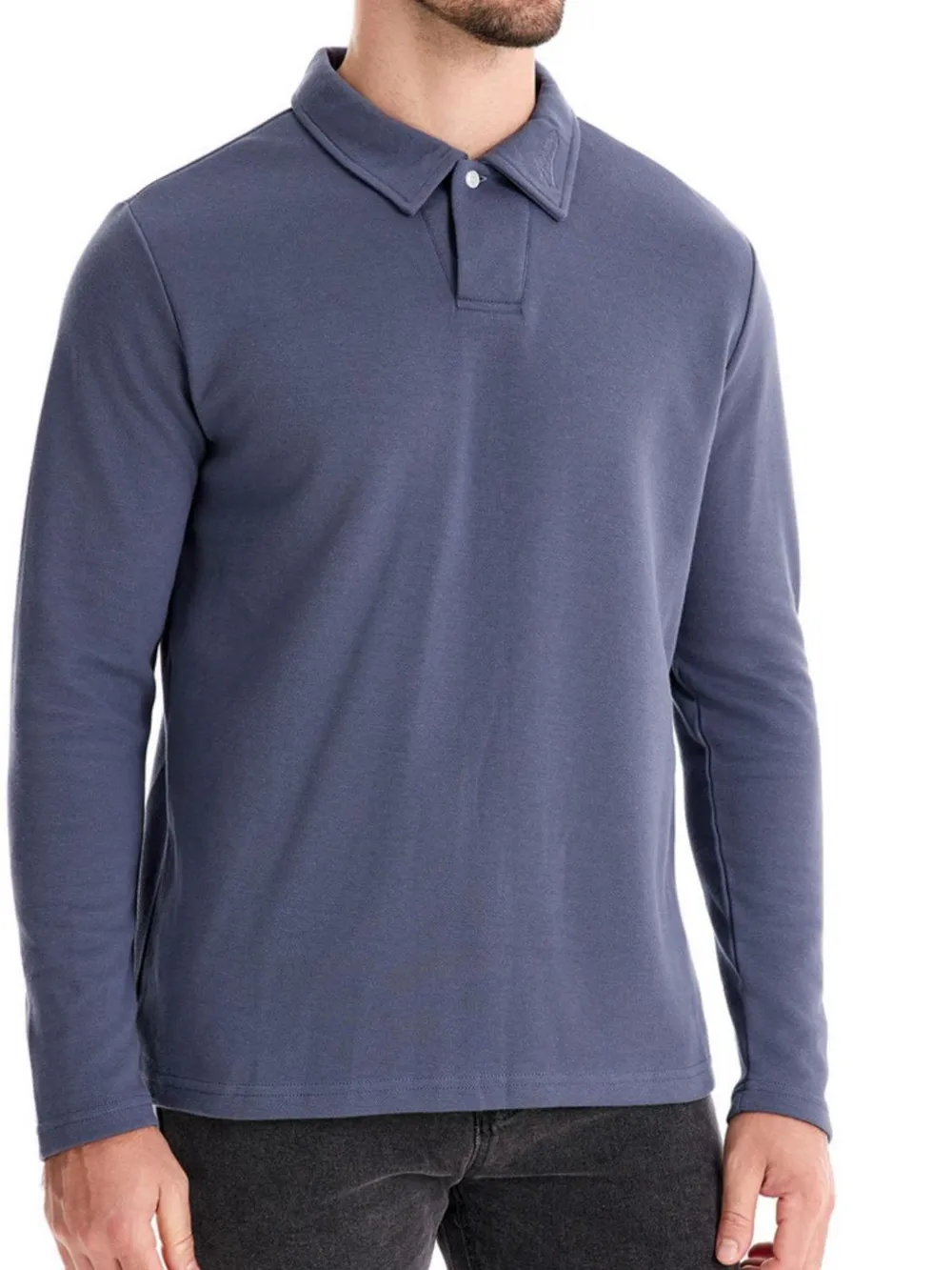 Men's Collared Neck Long Sleeve Polo, image 2
