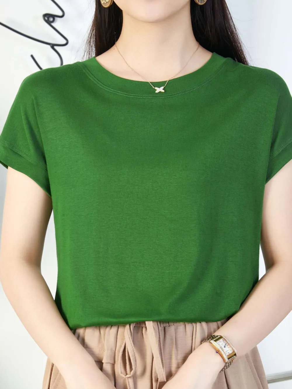 Plus Size Round Neck Short Sleeve T-Shirt, image 21