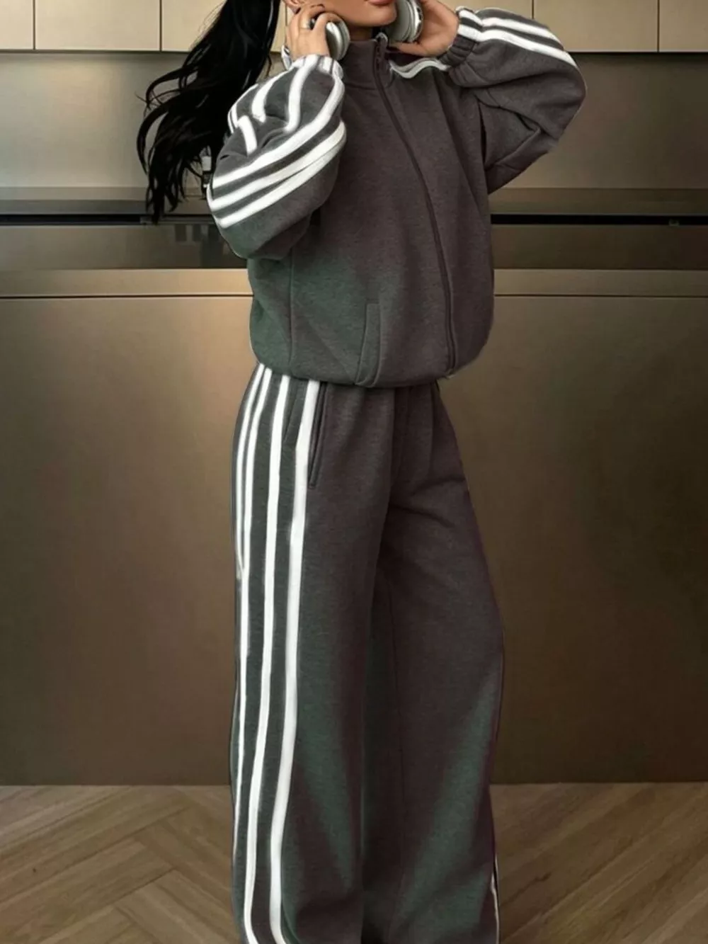 Side Stripes Zip Up Top and Pants Set, image 12