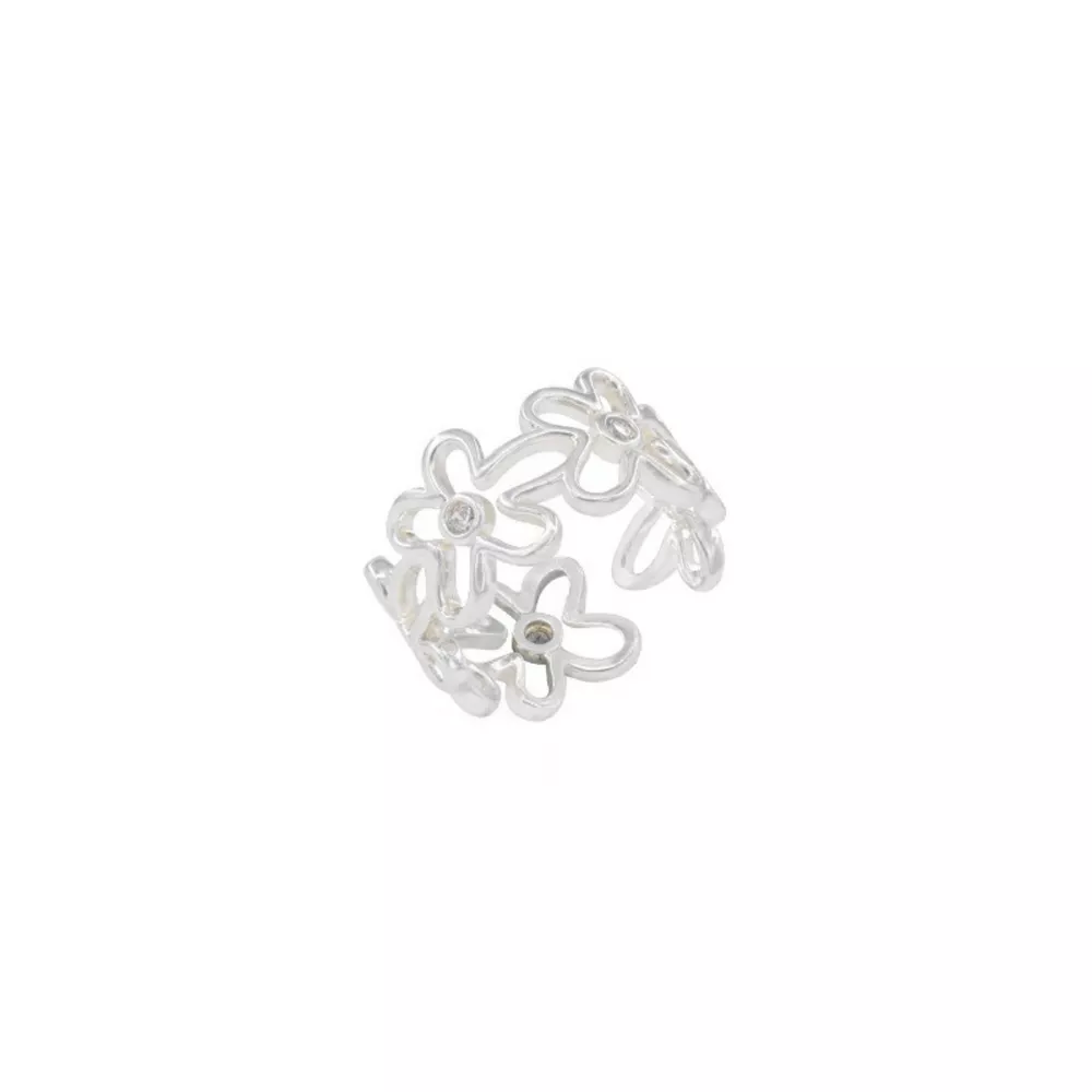 925 Sterling Silver Flower Open Ring, image 8