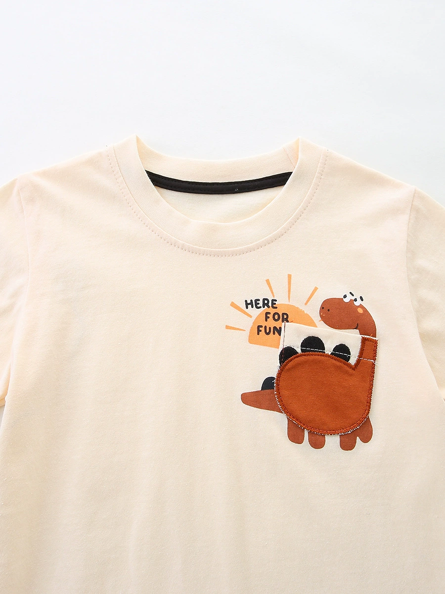 Children's Dinosaur Round Neck Tee and Shorts Set, image 3