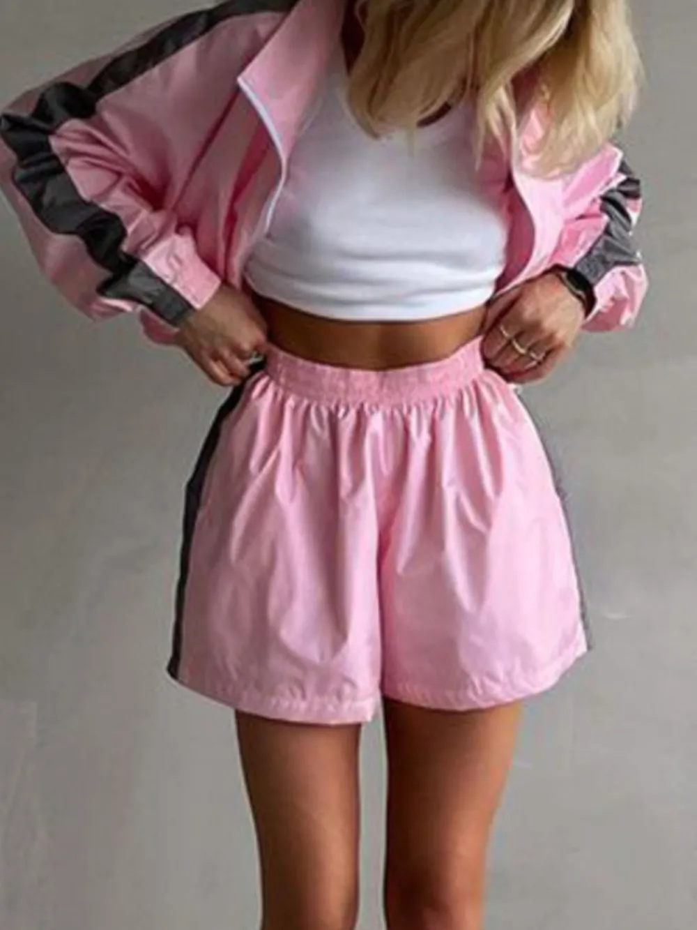 Zip Up Long Sleeve Jacket and Shorts Set, image 11