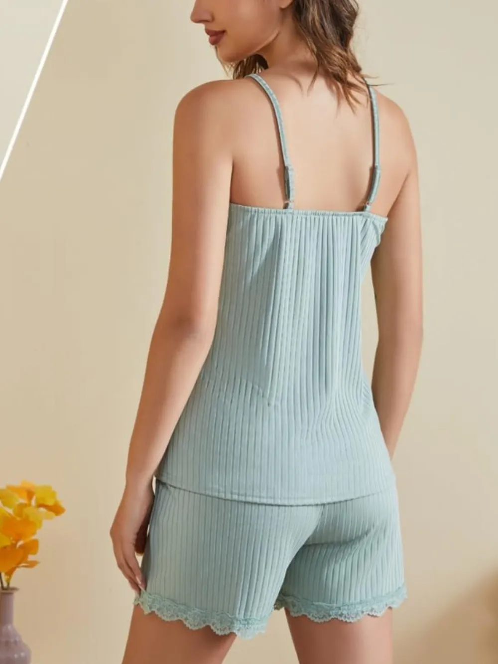 Ribbed Scoop Neck Top and Shorts Lounge Set, image 12