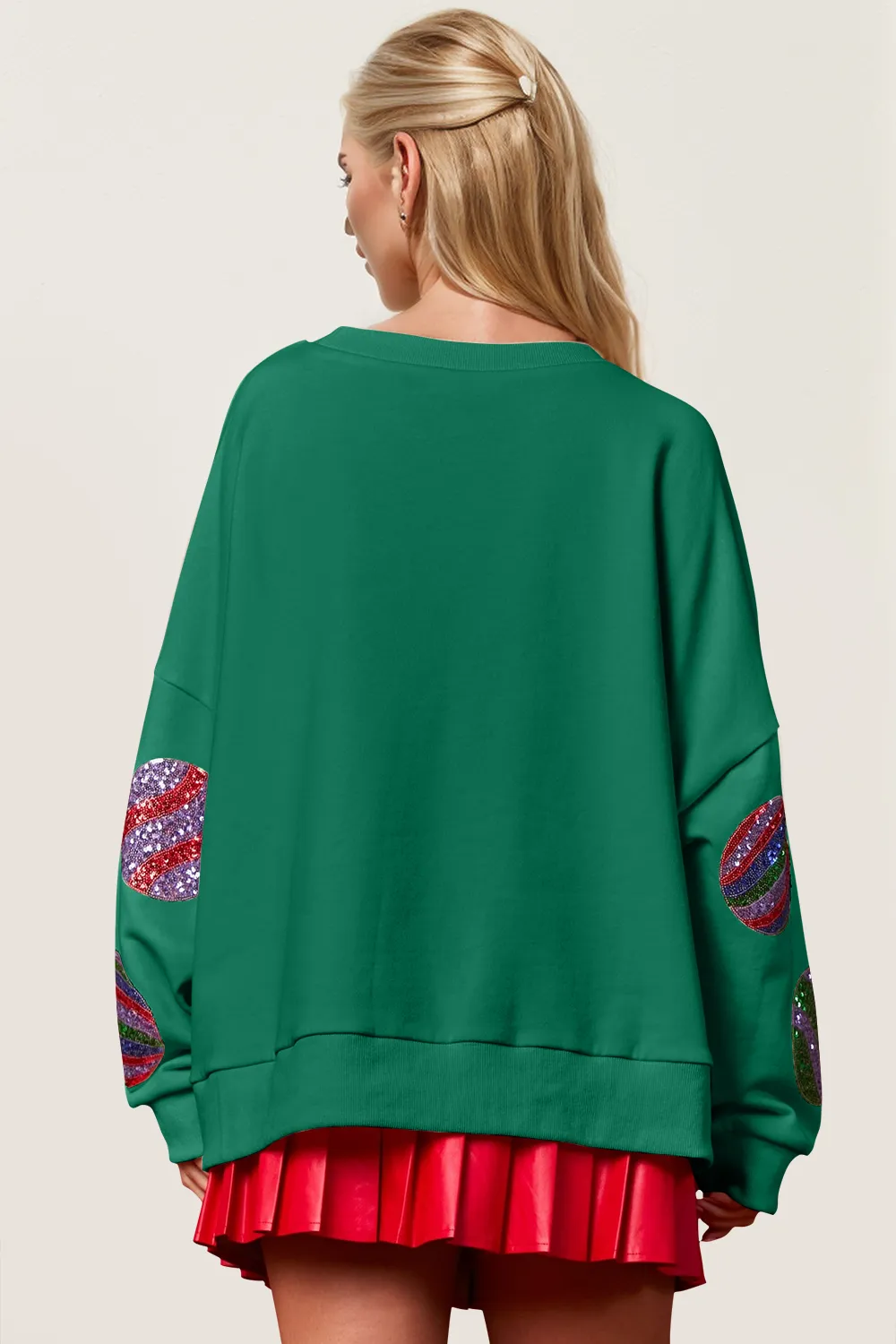 Christmas Element Sequin Round Neck Long Sleeve Sweatshirt, image 4