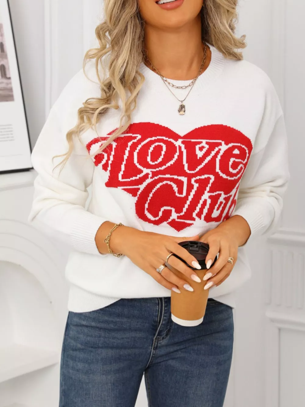 Valentine's Day Love Club Heart Graphic Sweater, image 3