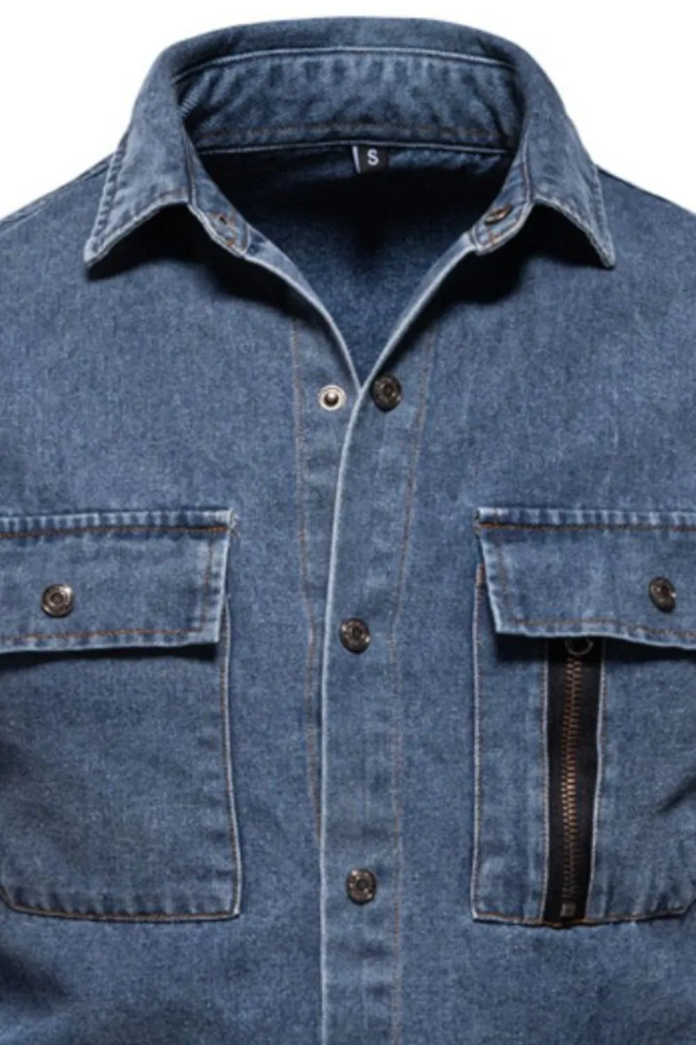 Men's Snap Down Long Sleeve Denim Shirt, image 6