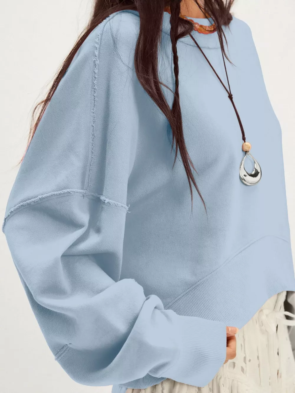 Exposed Seam Dropped Shoulder Sweatshirt, image 9
