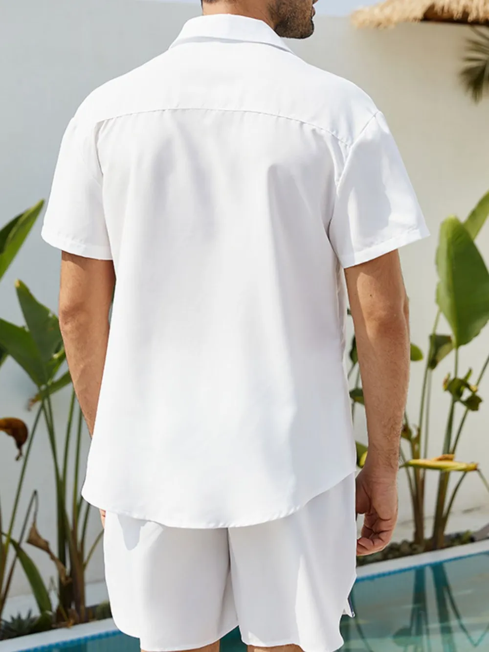 Men's Full Size Button Up Shirt and Shorts Set Plus Size, image 2