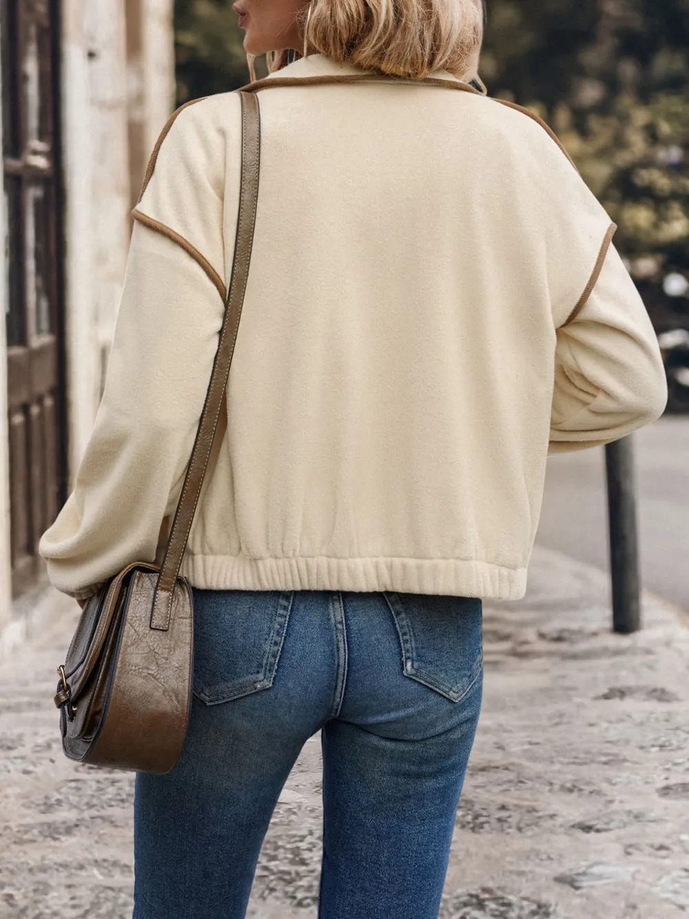 Zip Up Dropped Shoulder Polar Fleece Jacket, image 6