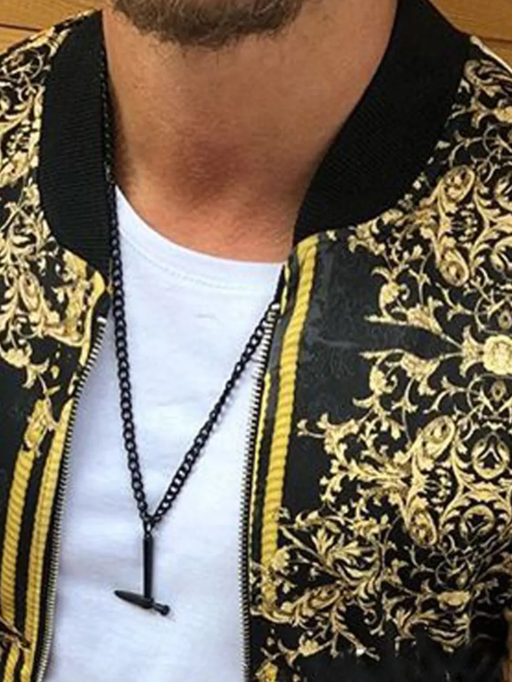 Men's Full Size Printed Zip Up Long Sleeve Top Plus Size, image 2