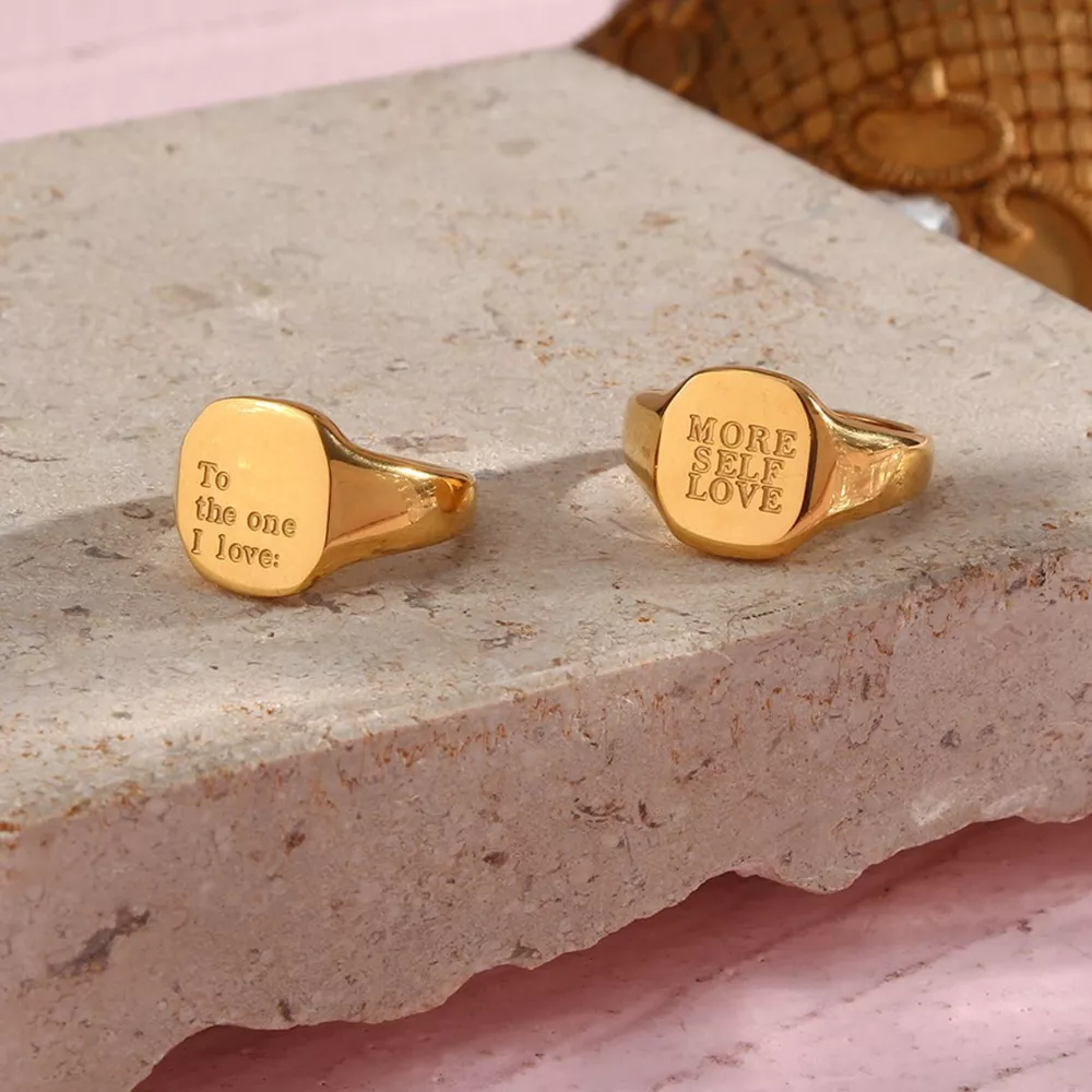 18K Gold-Plated Letter Signet Ring, image 2