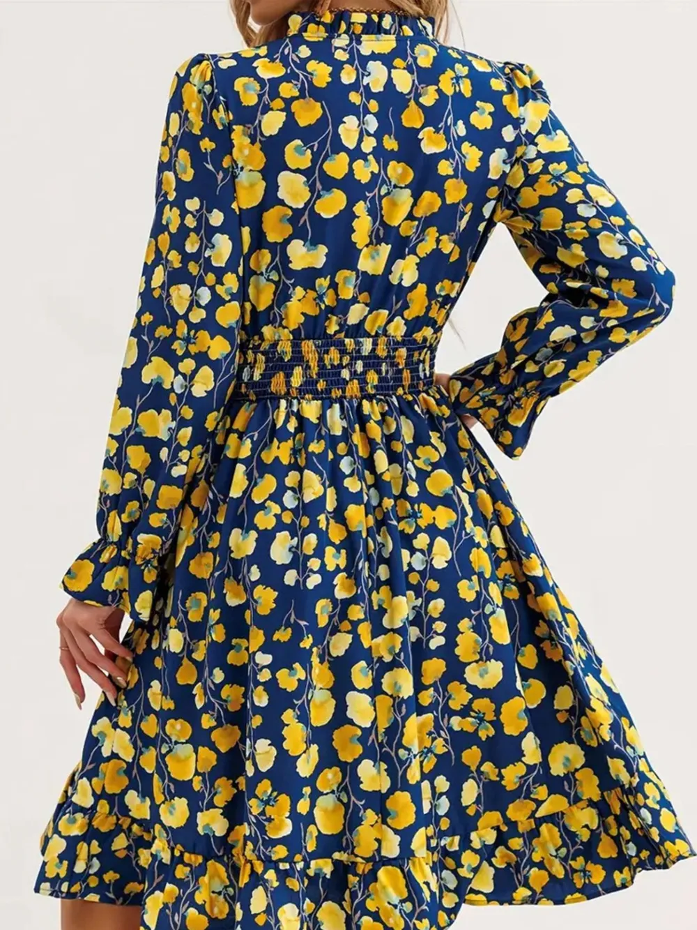 Floral Print Flounce Sleeve Ruffle Hem Dress, image 17
