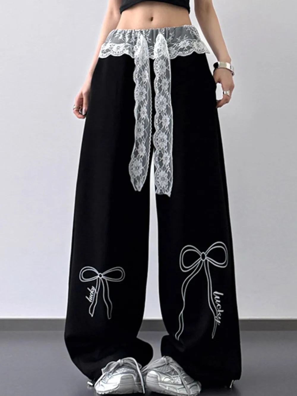 Wide Leg Pants with Lace Belt Detail, image 8