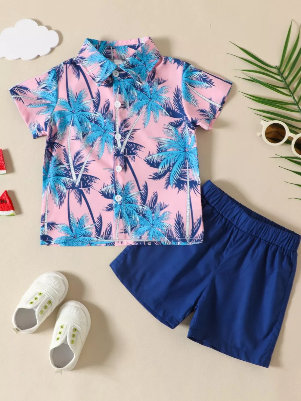 Children's Tropical Print Shirt and Shorts Set, image 2