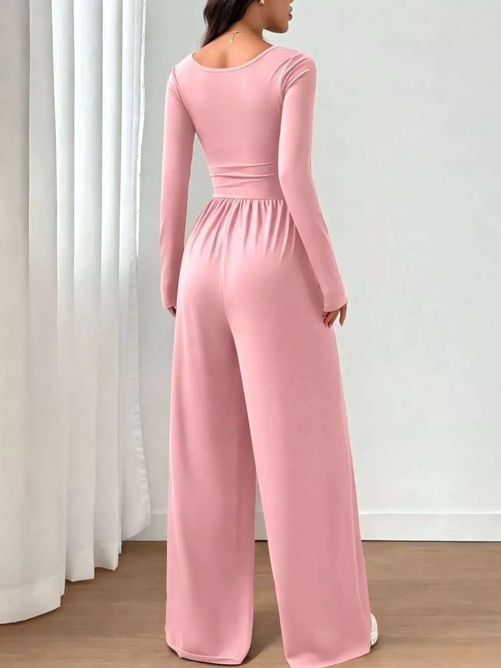 Ruched Square Neck Wide-Leg Jumpsuit, image 21