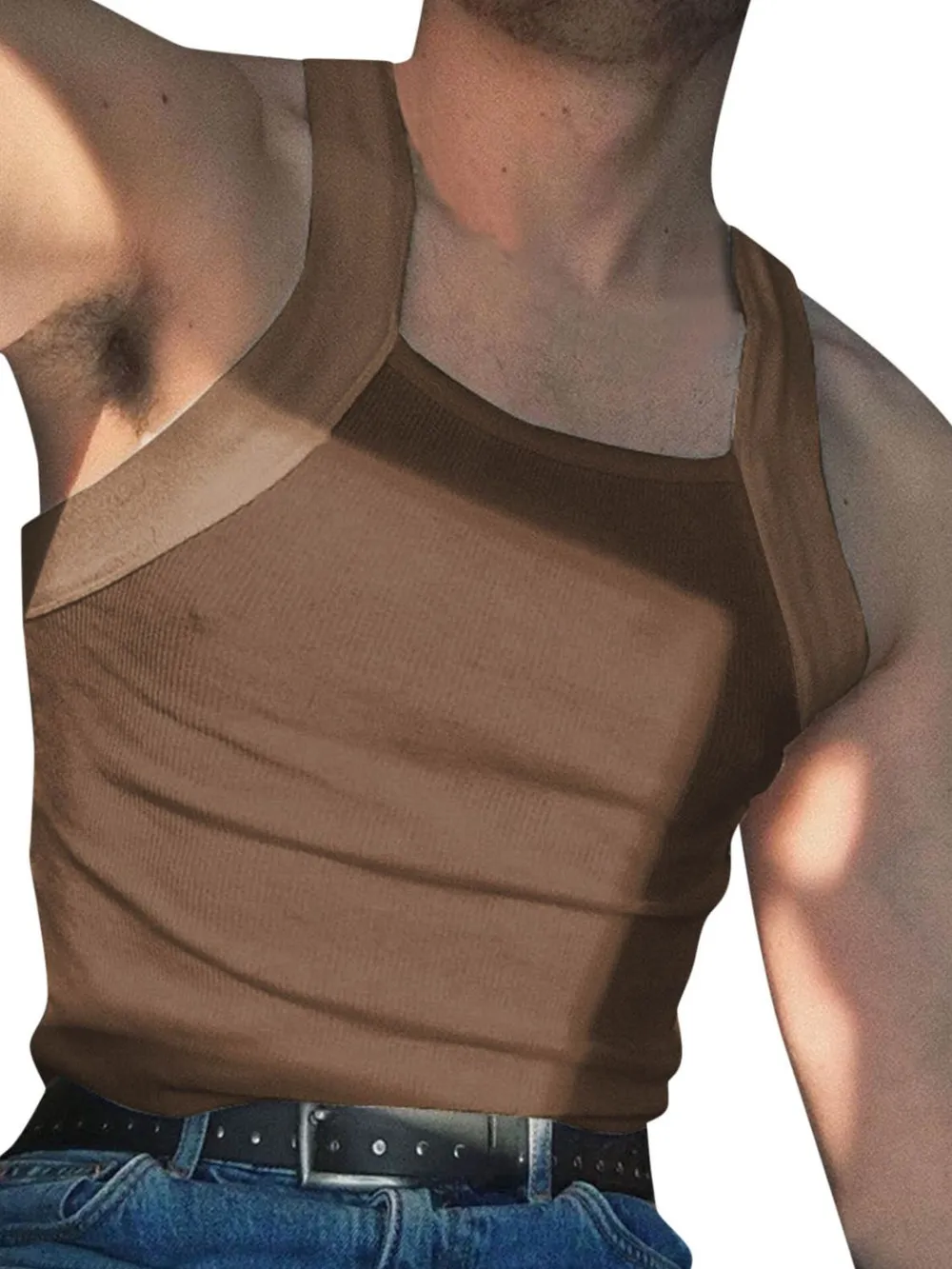Men's Full Size Square Neck Wide Strap Tank Plus Size, image 6