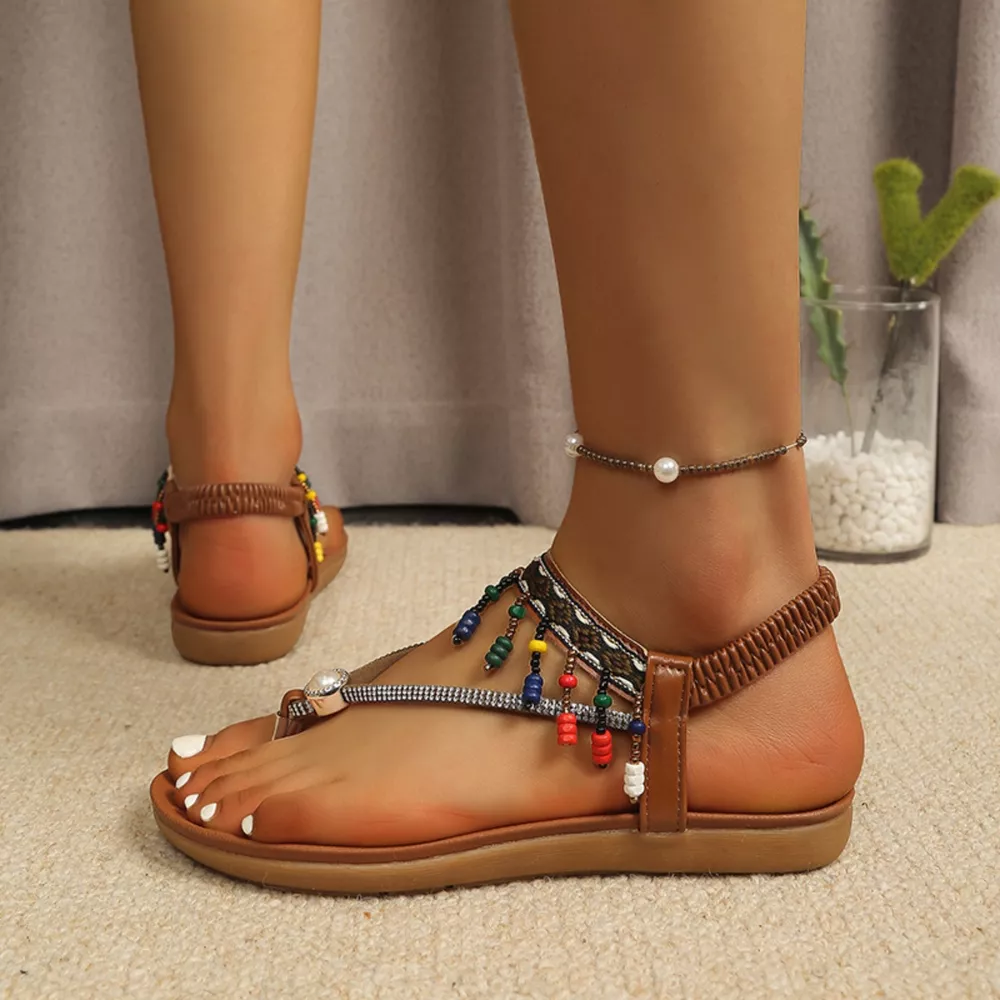 Beaded Ankle Strap Thong Sandals, image 17