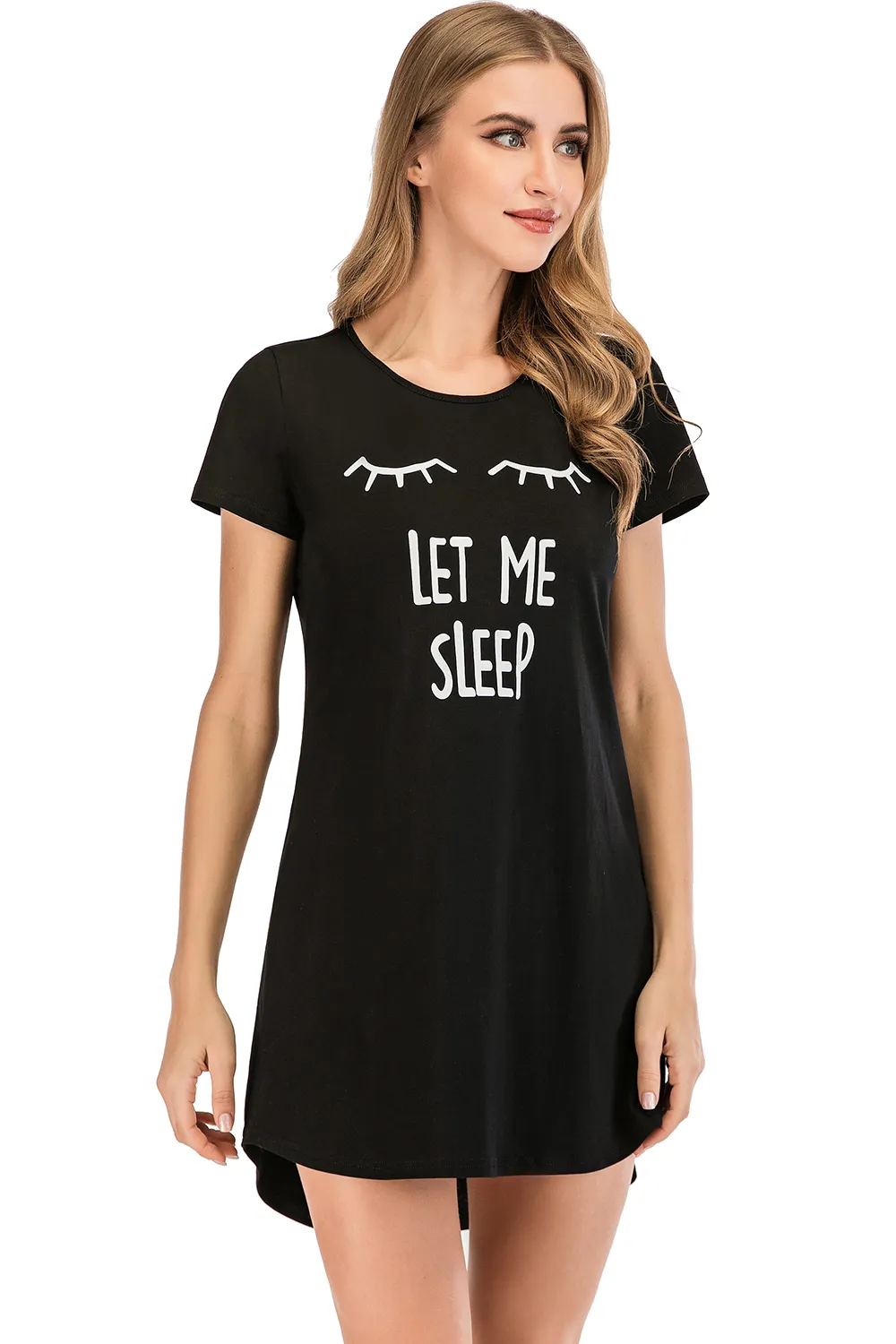 Graphic Round Neck Short Sleeve Lounge Dress, image 14