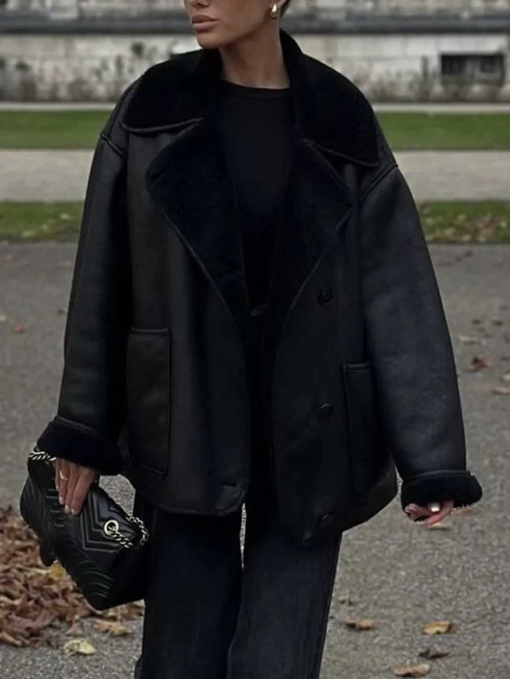 Collared Neck Long Sleeve Plush Jacket, image 12