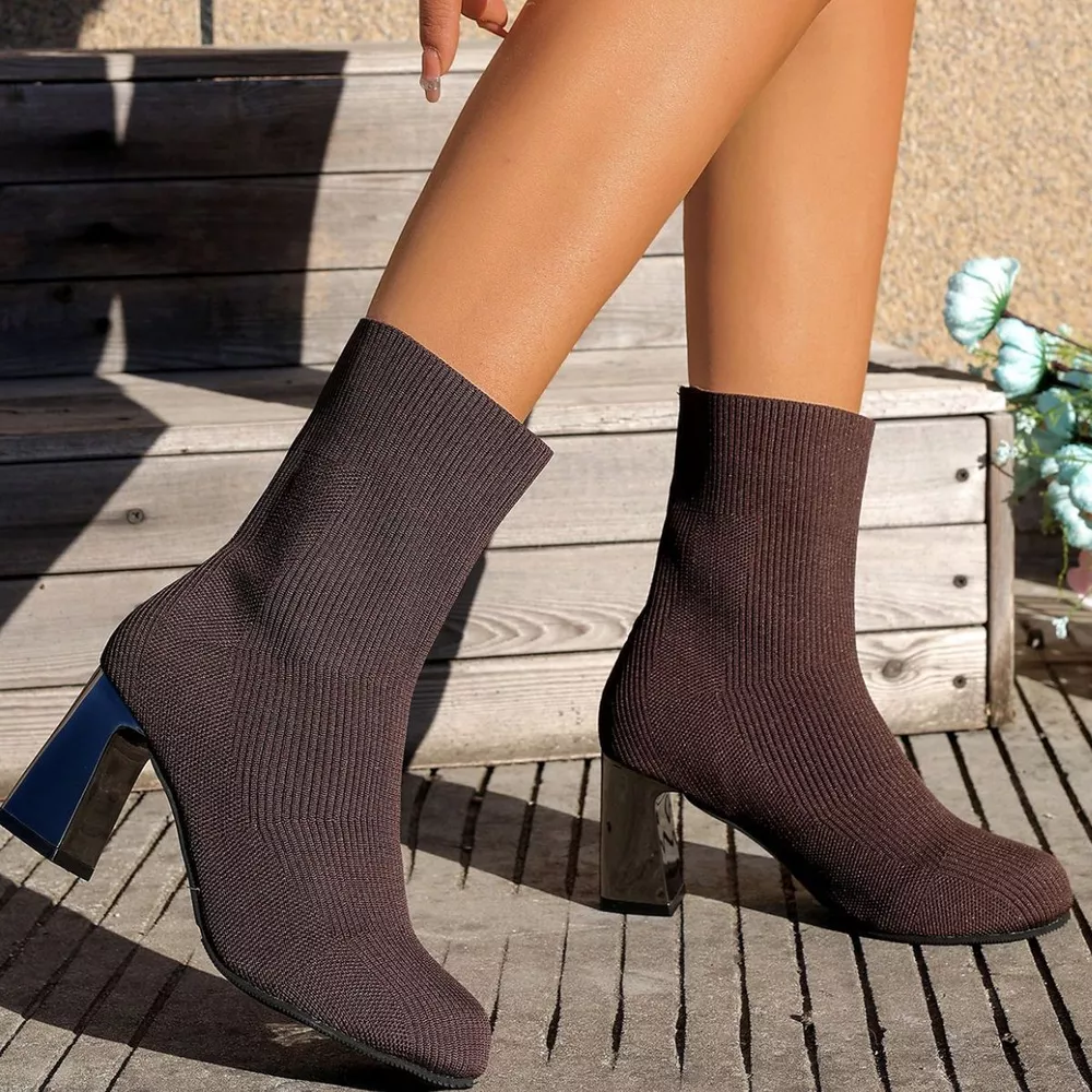 Round Toe Block Heels Boots, image 18