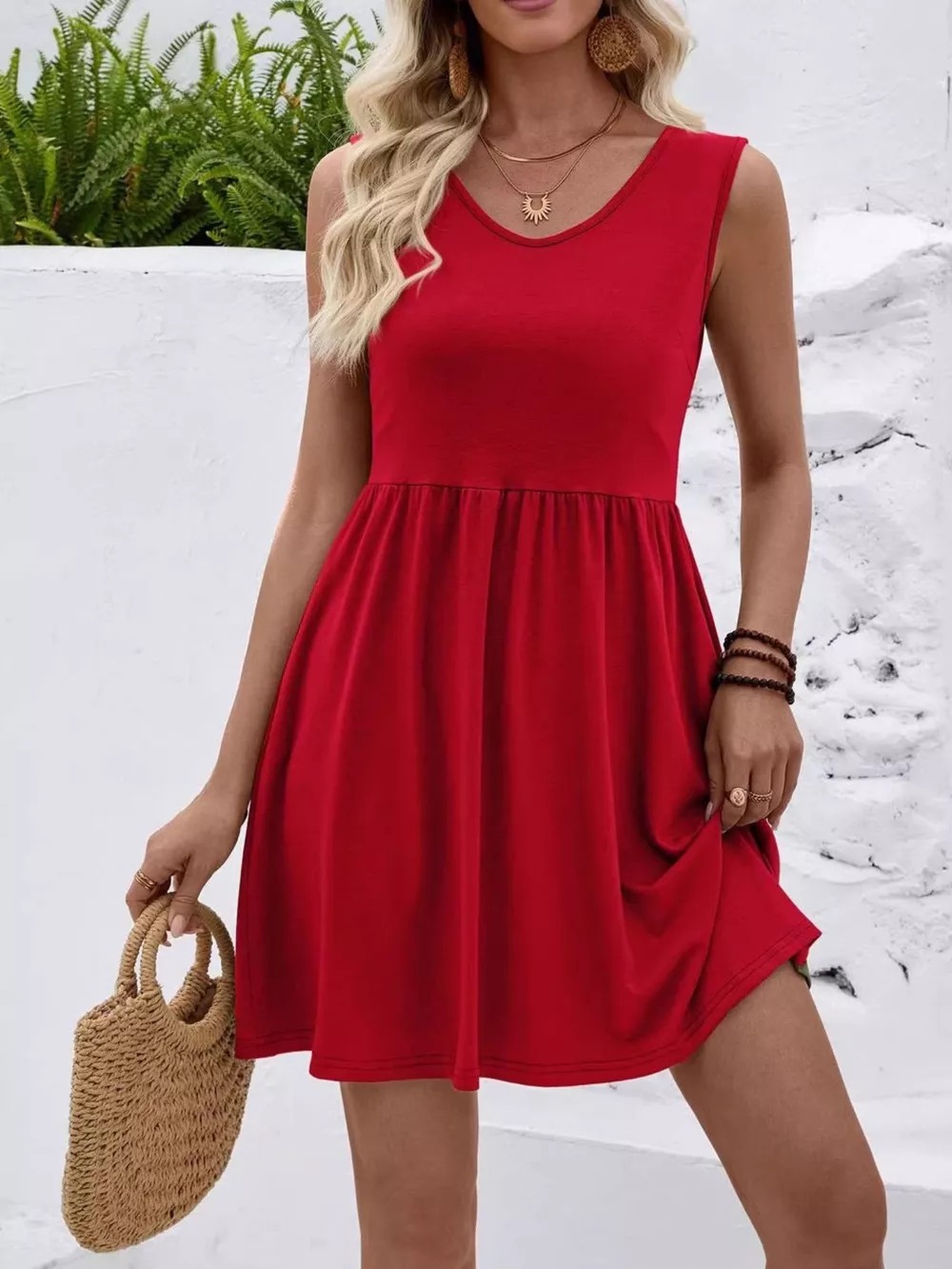 V-Neck Sleeveless Mini Dress, image 13