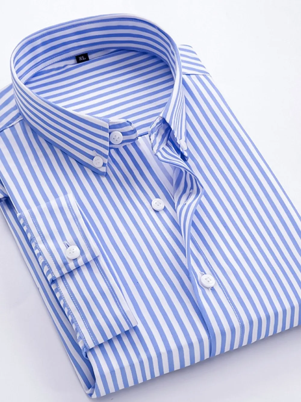 Men's Plus Size Striped Button Up Long Sleeve Shirt, image 9