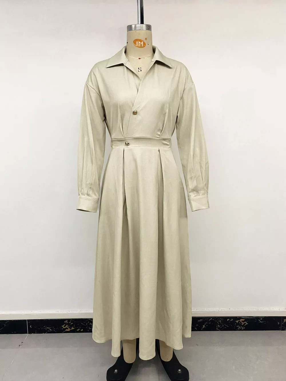 Pleated Button Detail Long Sleeve Shirt Dress, image 12