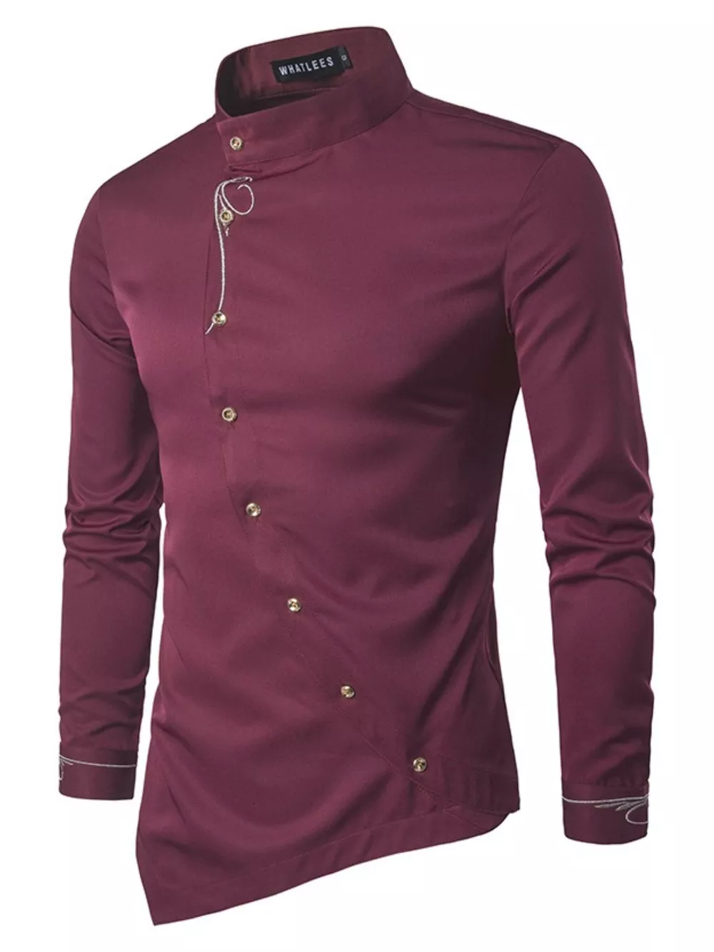 Men's Asymmetric Button-Down Slim Fit Shirt, image 5