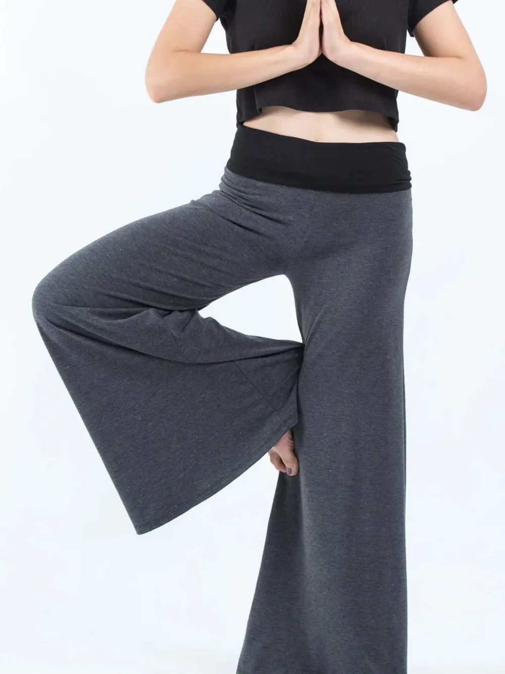 High Waisted Wide Leg Yoga Pants with Contrast Waistband, image 21