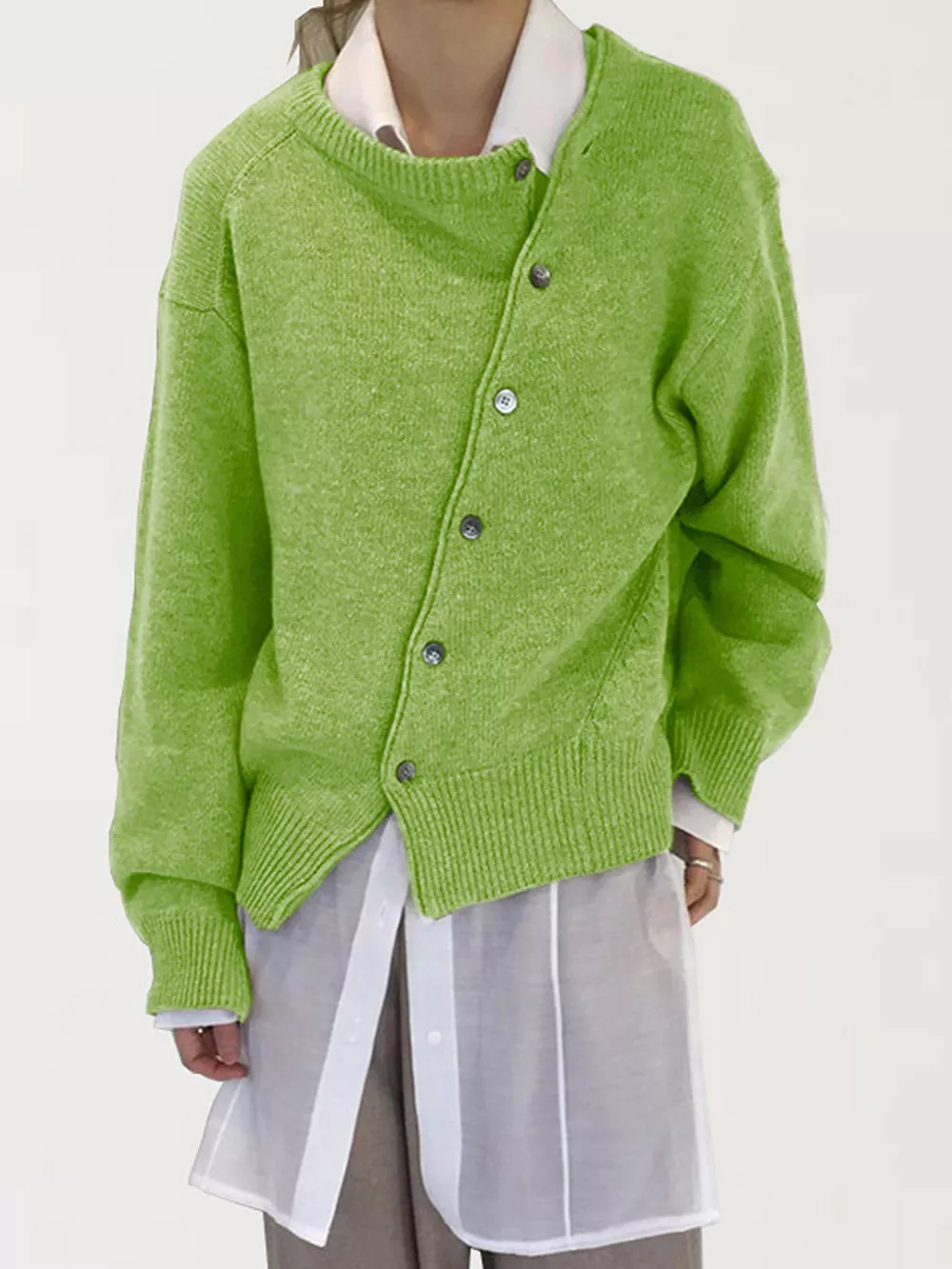 Asymmetric Button-Down Sweater, image 2