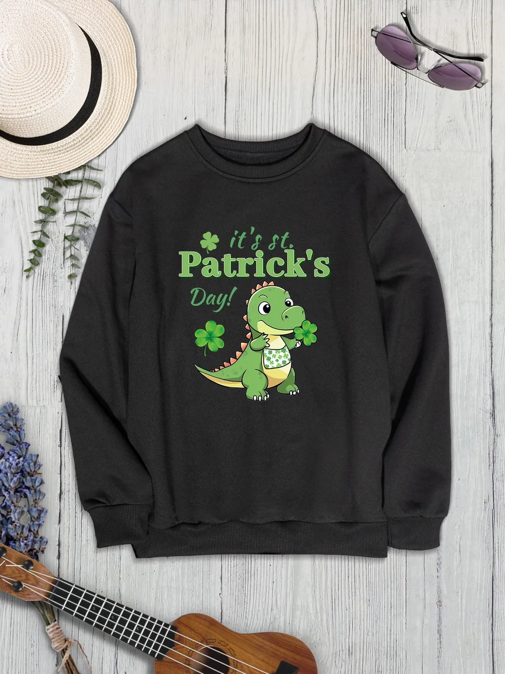 IT'S ST. PATRICK'S DAY Graphic Round Neck Sweatshirt, image 6