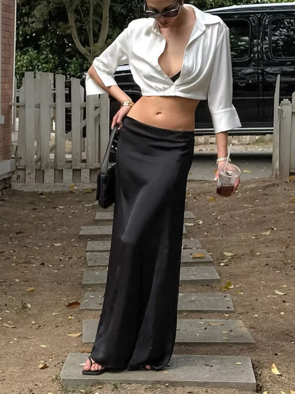 Collared Neck Long Sleeve Cropped Shirt, image 7