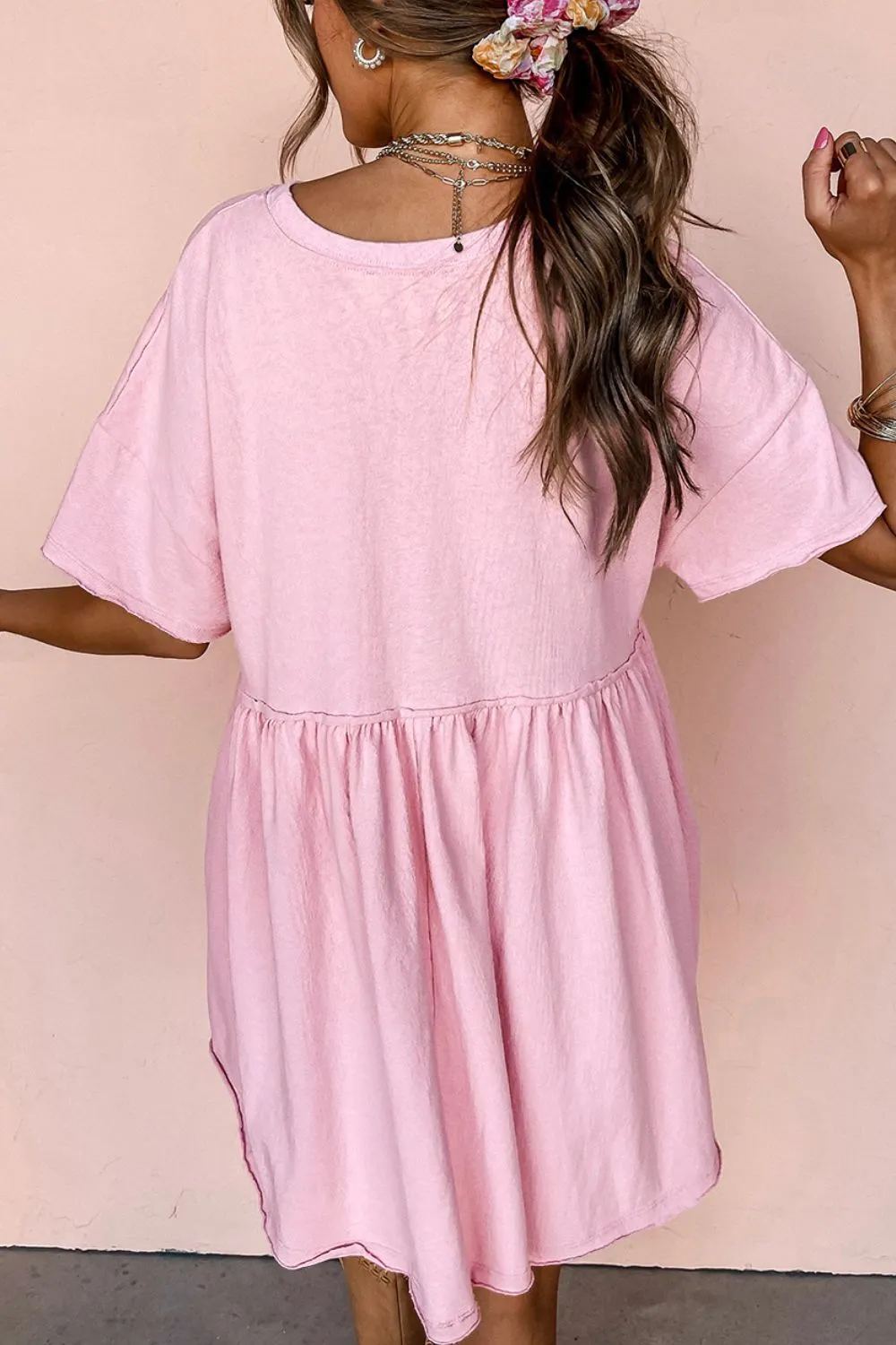 Round Neck Half Sleeve Mini Dress, image 6