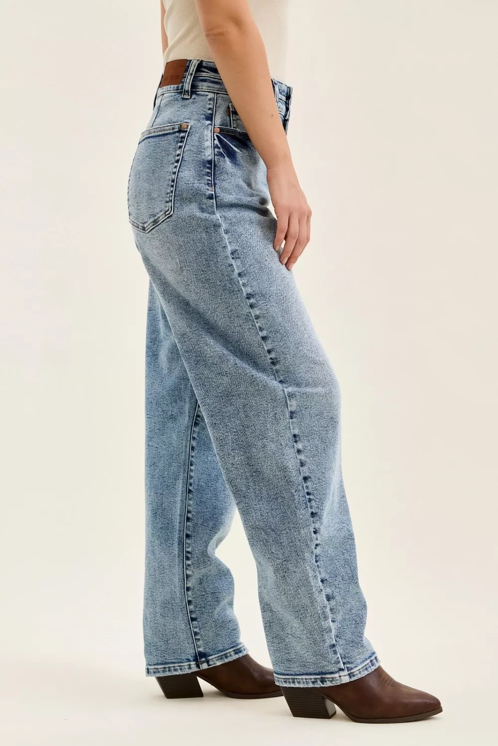 Full Size High Waist Marlow Arc Leg Jeans with Double Waistband Plus Size, image 2