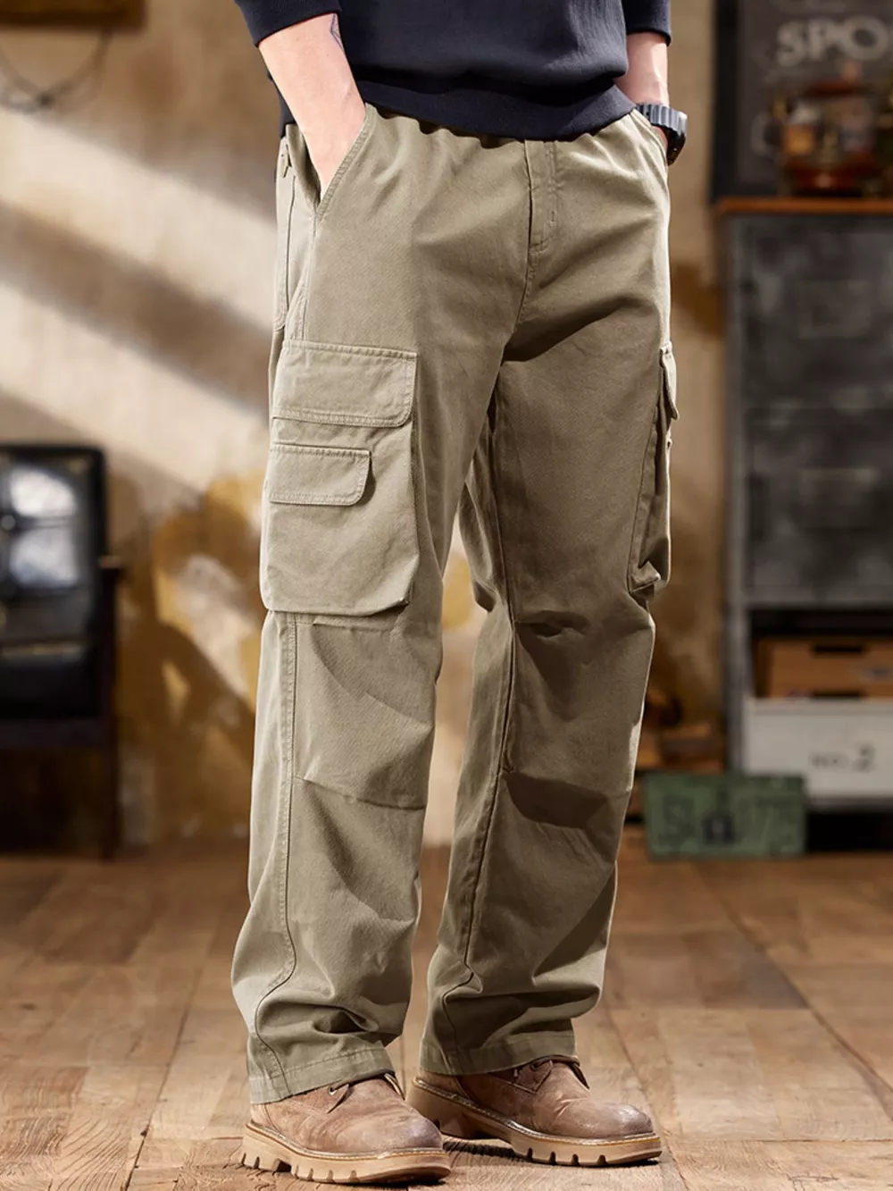 Men's Full Size Elastic Waist Cargo Pants Plus Size, image 12