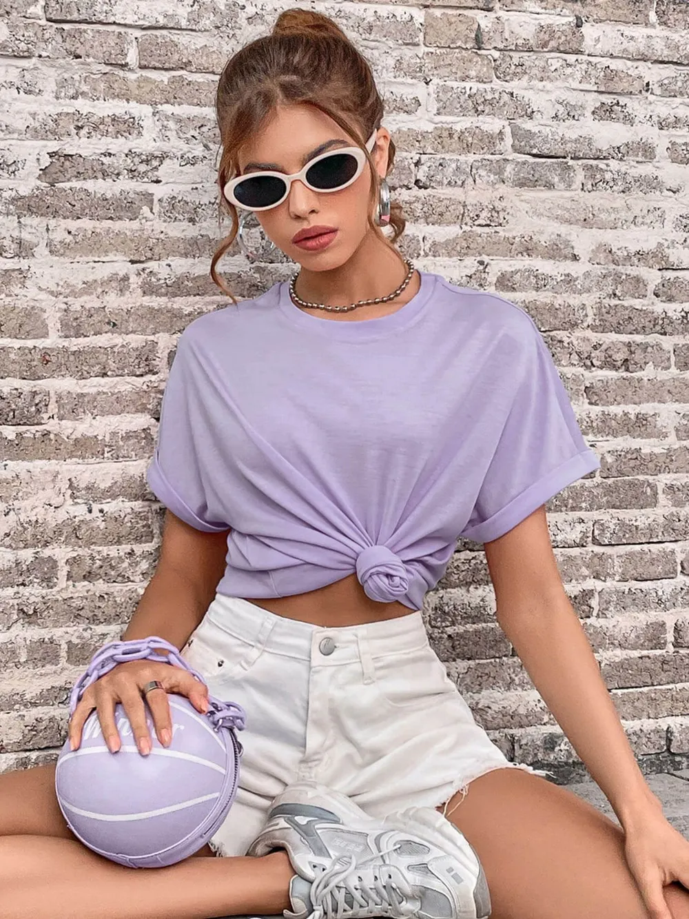 Round Neck Cuffed Sleeve T-Shirt, image 4