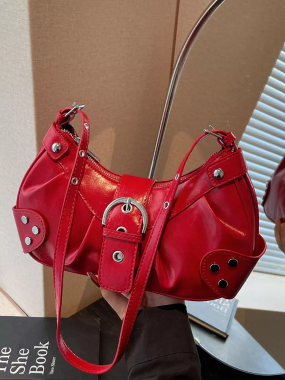 Studded Buckle Shoulder Bag, image 2