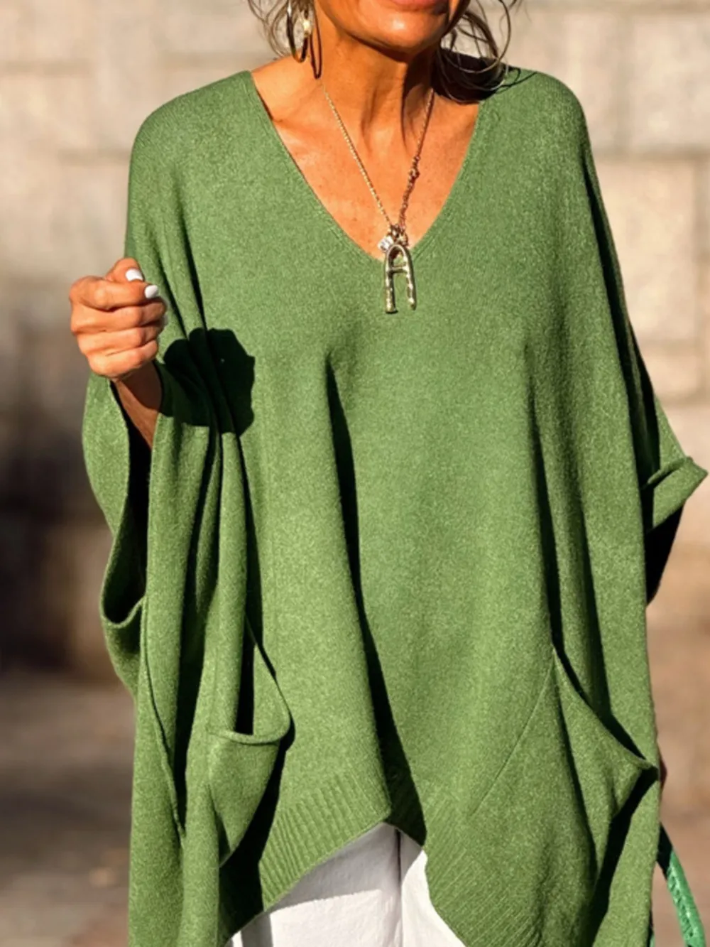 Ribbed Hem V-Neck Sweater, image 6