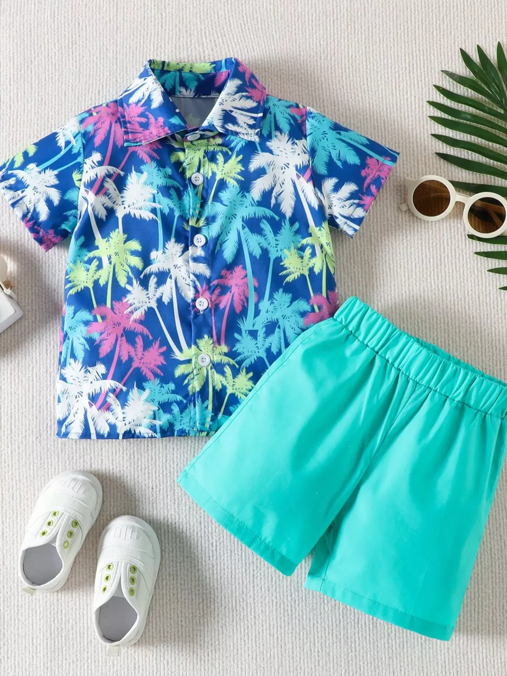Children's Tropical Print Button-Up Shirt & Shorts Set, image 2