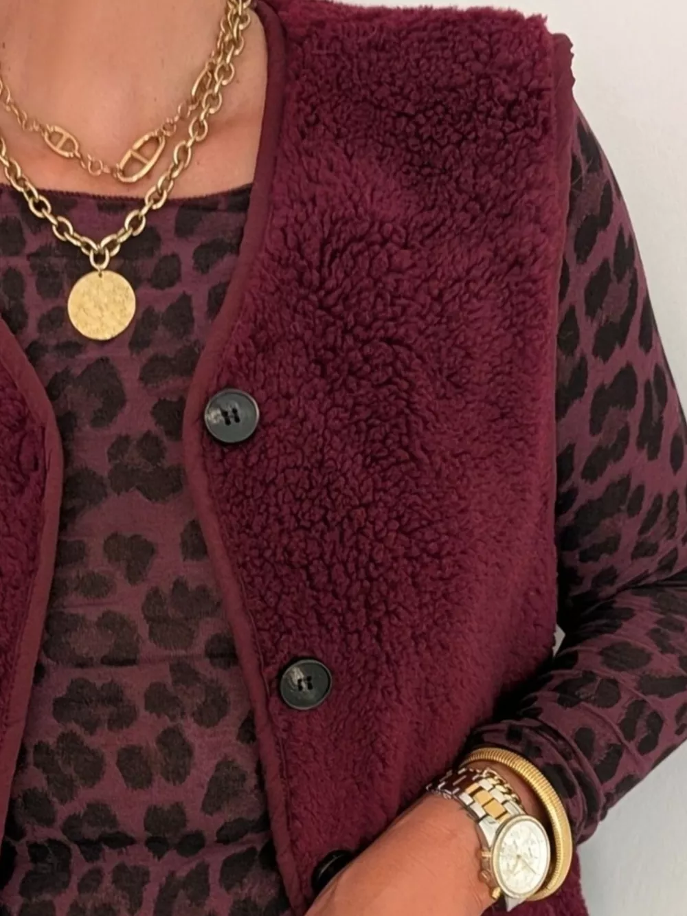 Fleece Button-Down Vest Coat, image 3