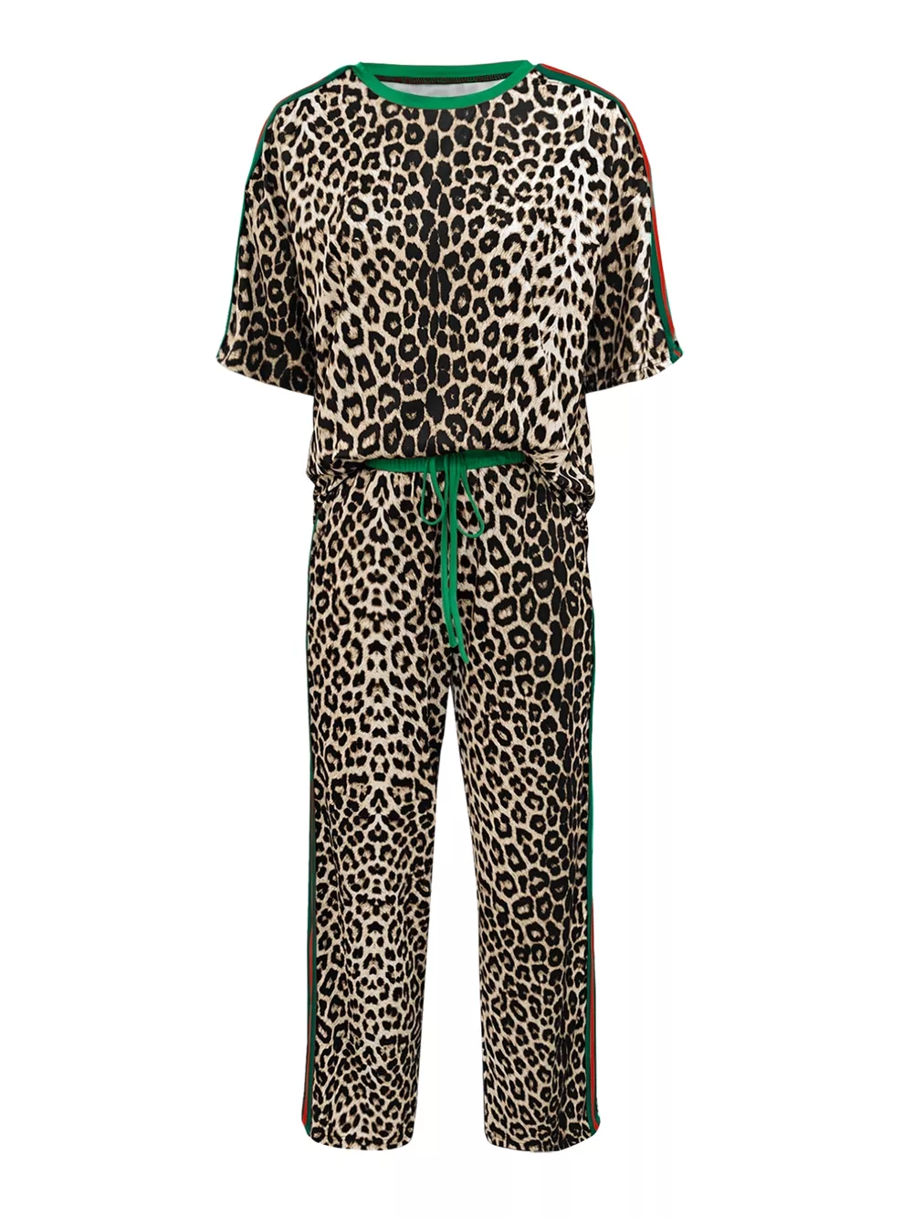 Leopard Round Neck Top and Pants Two-Piece Set, image 10