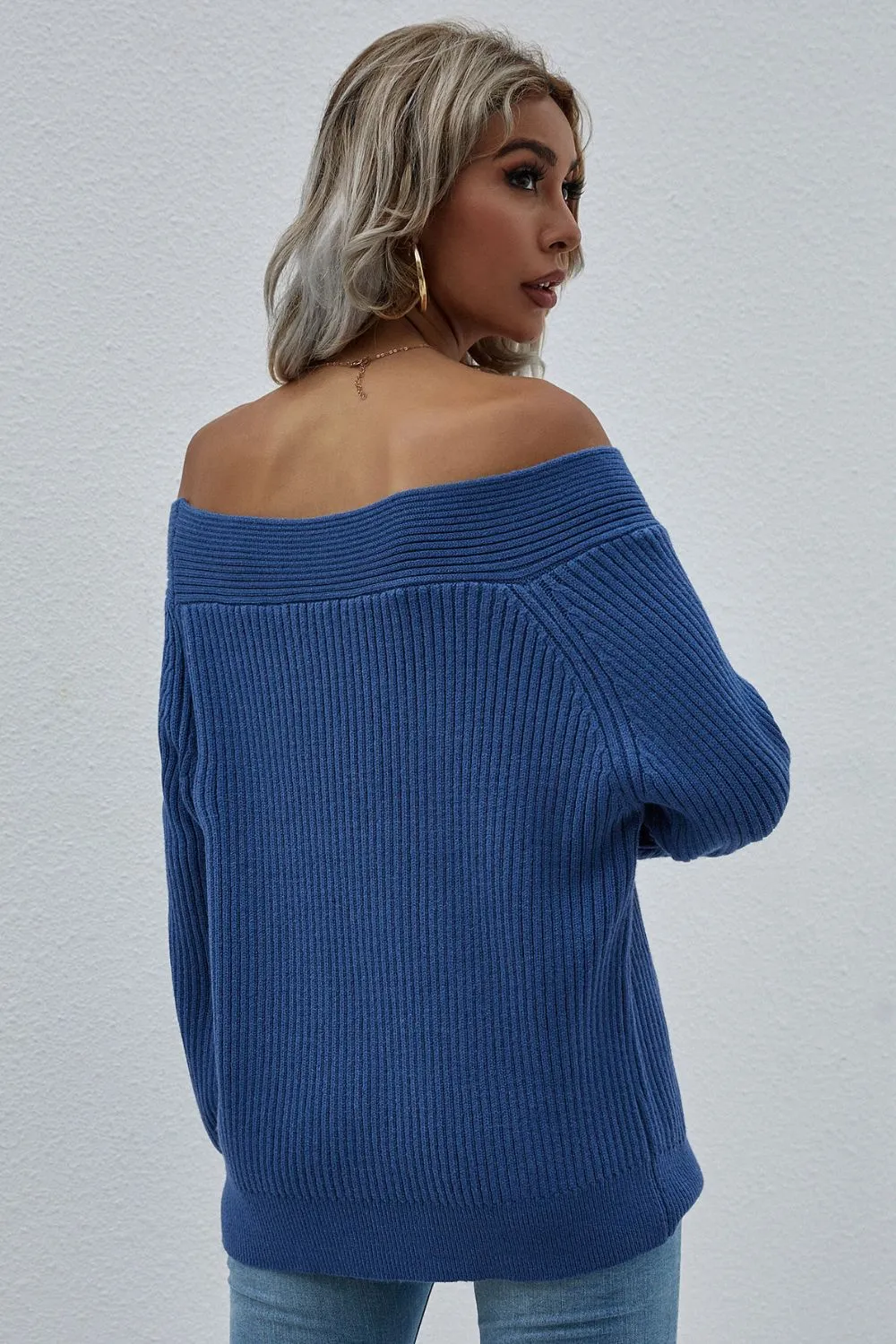 Off-Shoulder Rib-Knit Sweater, image 10