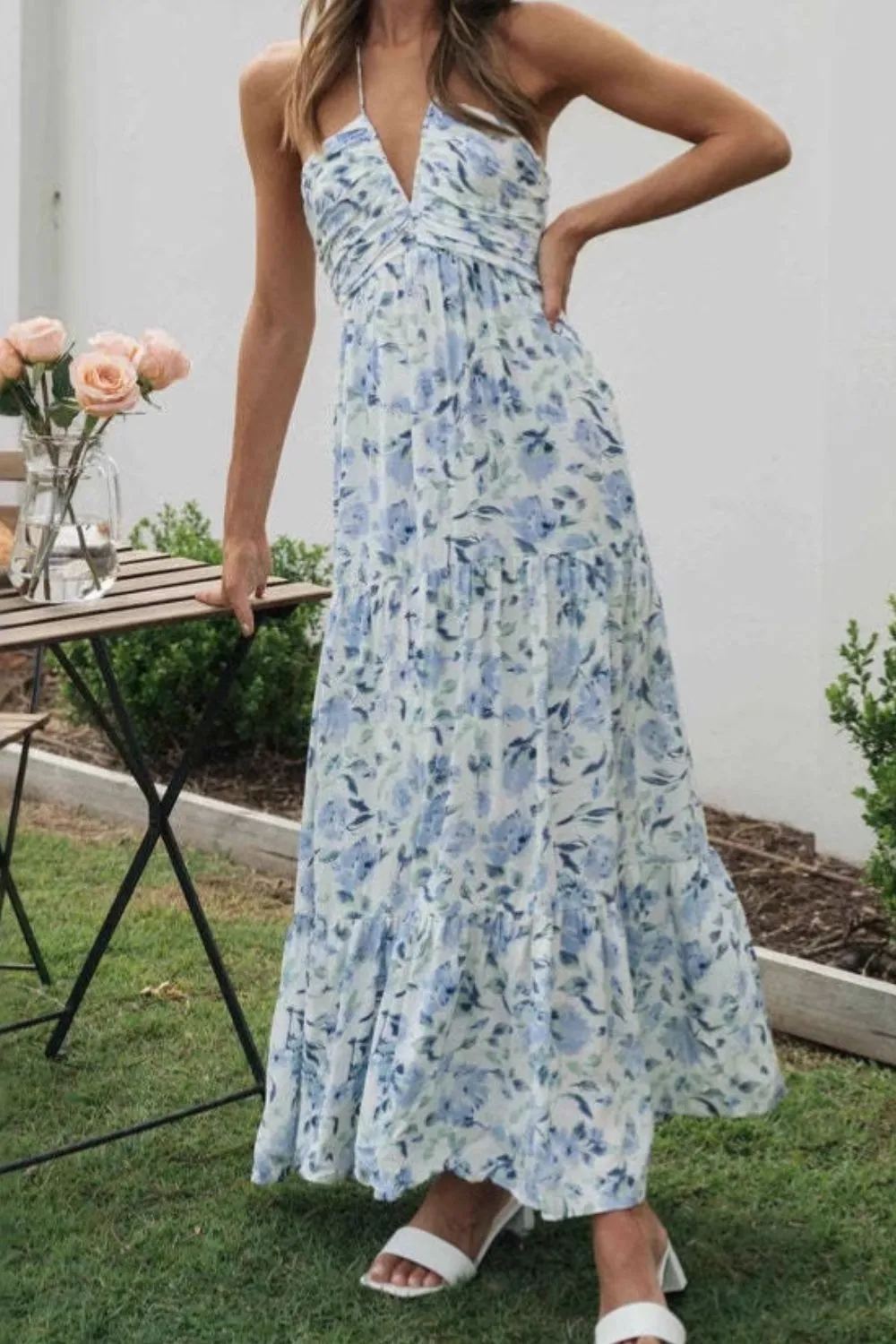 Floral Halter Neck Tiered Maxi Dress, image 16
